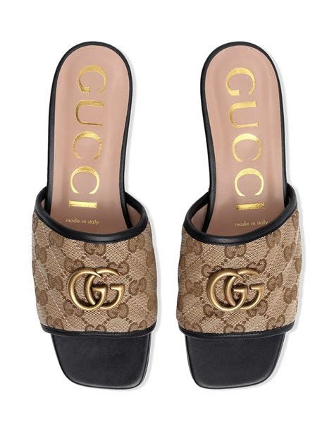 gucci gold chain sandals|Gucci jolie denim flats sandals.